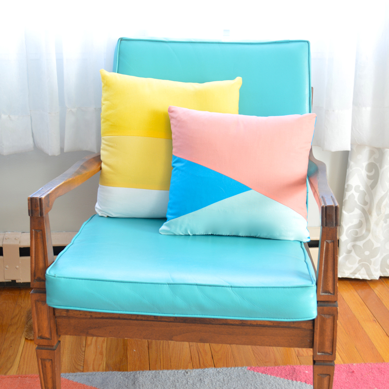 Easy Color-Block Throw Pillows – Plaster & Disaster